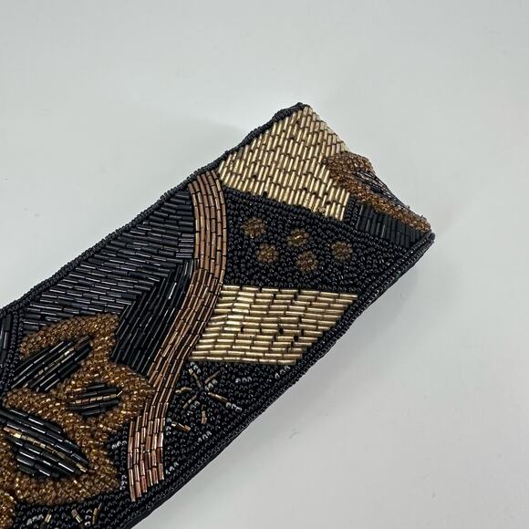 Crown Pacific Beaded Belt Hook Look Black Gold Metallic Size Medium‎ - Picture 4 of 10
